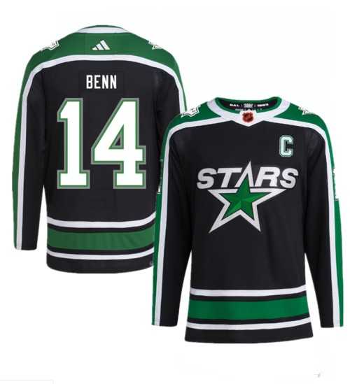 Mens Dallas Stars #14 Jamie Benn Black 2022-23 Reverse Retro Stitched Jersey Dzhi